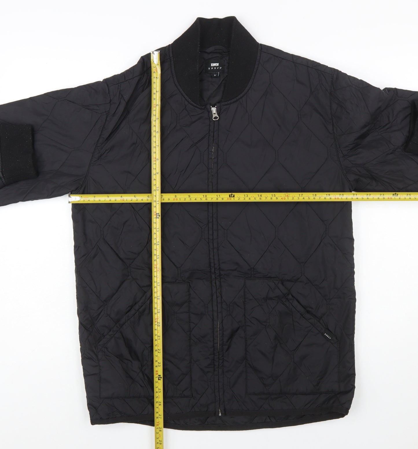 Edwin Men’s Black Quilted Nylon Zip Jacket Size M Casual