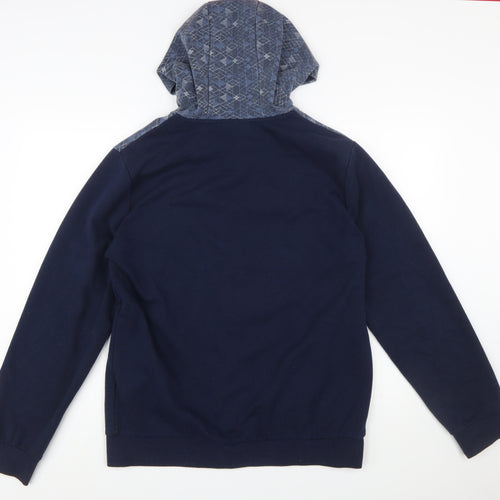 Pierre Cardin Mens Blue Full Zip Hoodie L Geometric Sport Style