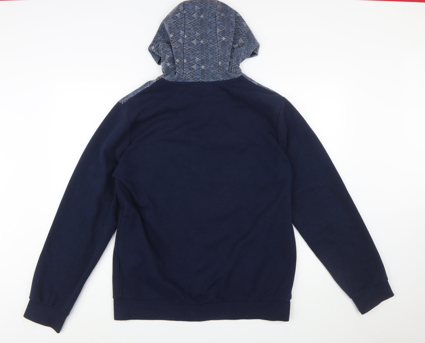 Pierre Cardin Mens Blue Full Zip Hoodie L Geometric Sport Style