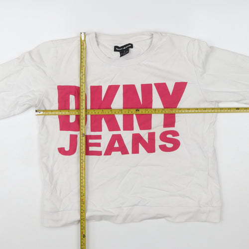 DKNY Jeans Womens White Sweatshirt Medium Crew Neck Pullover