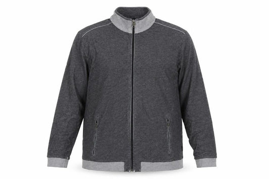 Front view of Hugo Boss Men's Grey Full Zip Regular Fit Sweatshirt XXL
