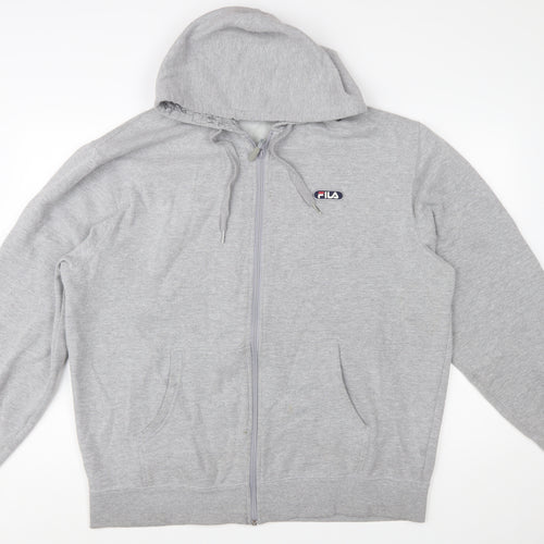 FILA Men's Grey 2XL Full Zip Fleece Hoodie with Logo