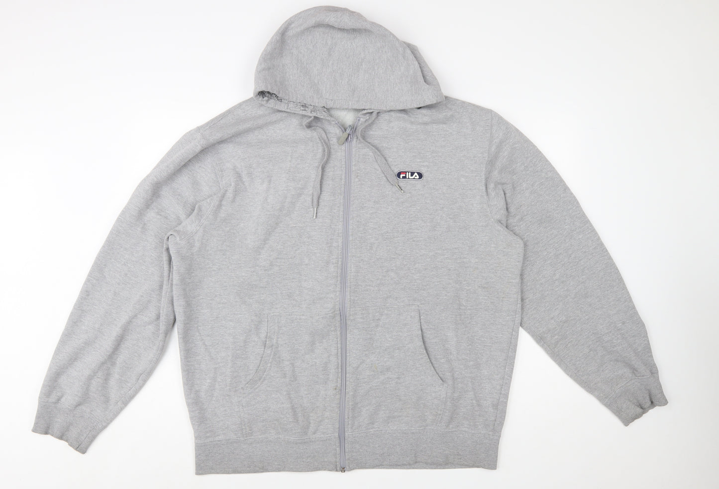 FILA Men's Grey 2XL Full Zip Fleece Hoodie with Logo