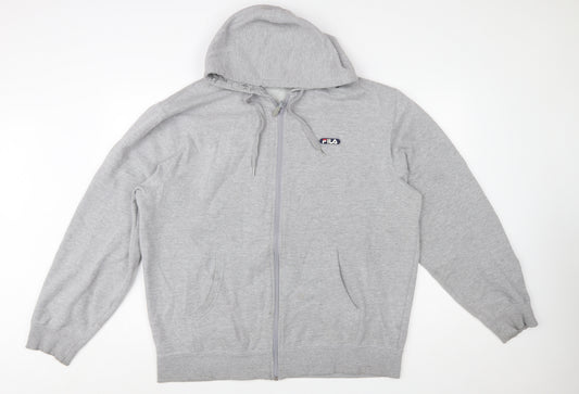 FILA Men's Grey 2XL Full Zip Fleece Hoodie with Logo