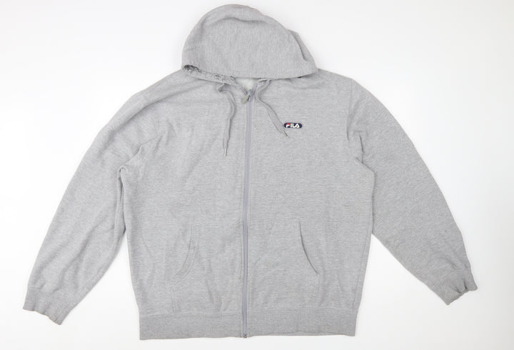 FILA Men's Grey 2XL Full Zip Fleece Hoodie with Logo