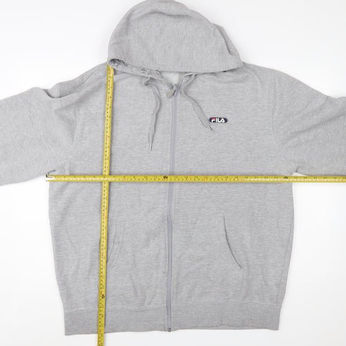 FILA Men's Grey 2XL Full Zip Fleece Hoodie with Logo