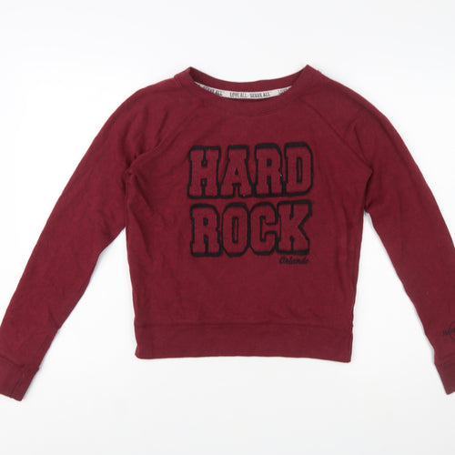 Hard Rock Cafe Womens Red Pullover Sweatshirt Small Cotton Blend