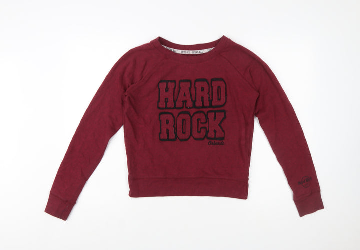 Hard Rock Cafe Womens Red Pullover Sweatshirt Small Cotton Blend