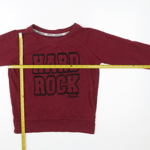 Hard Rock Cafe Womens Red Pullover Sweatshirt Small Cotton Blend