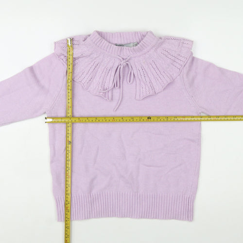 Oasis Women's Purple Ruffle High Neck Knit Jumper L