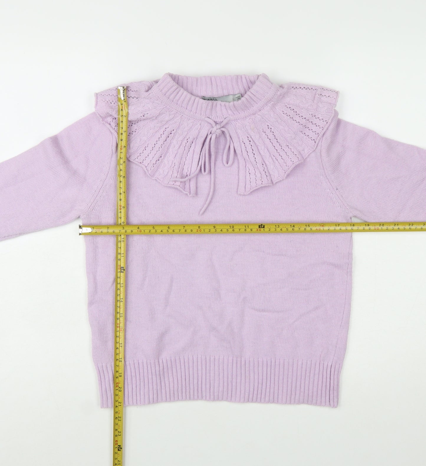 Oasis Women's Purple Ruffle High Neck Knit Jumper L