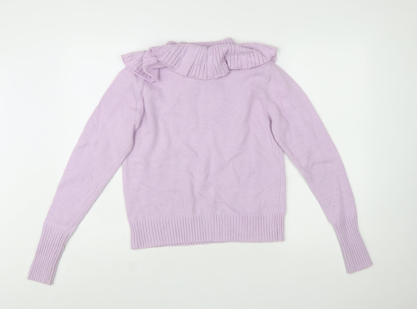 Oasis Women's Purple Ruffle High Neck Knit Jumper L