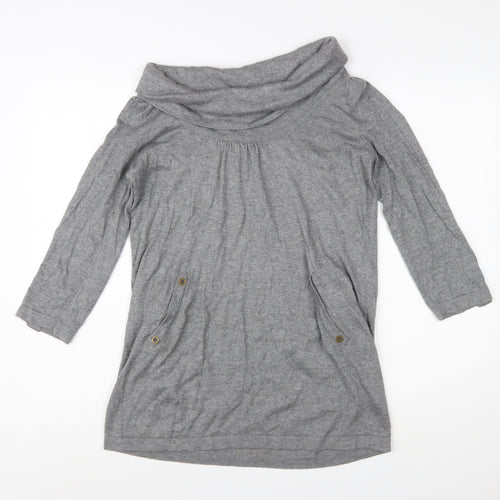 Wallis Women's Grey Cowl Neck Tunic Jumper Size 14