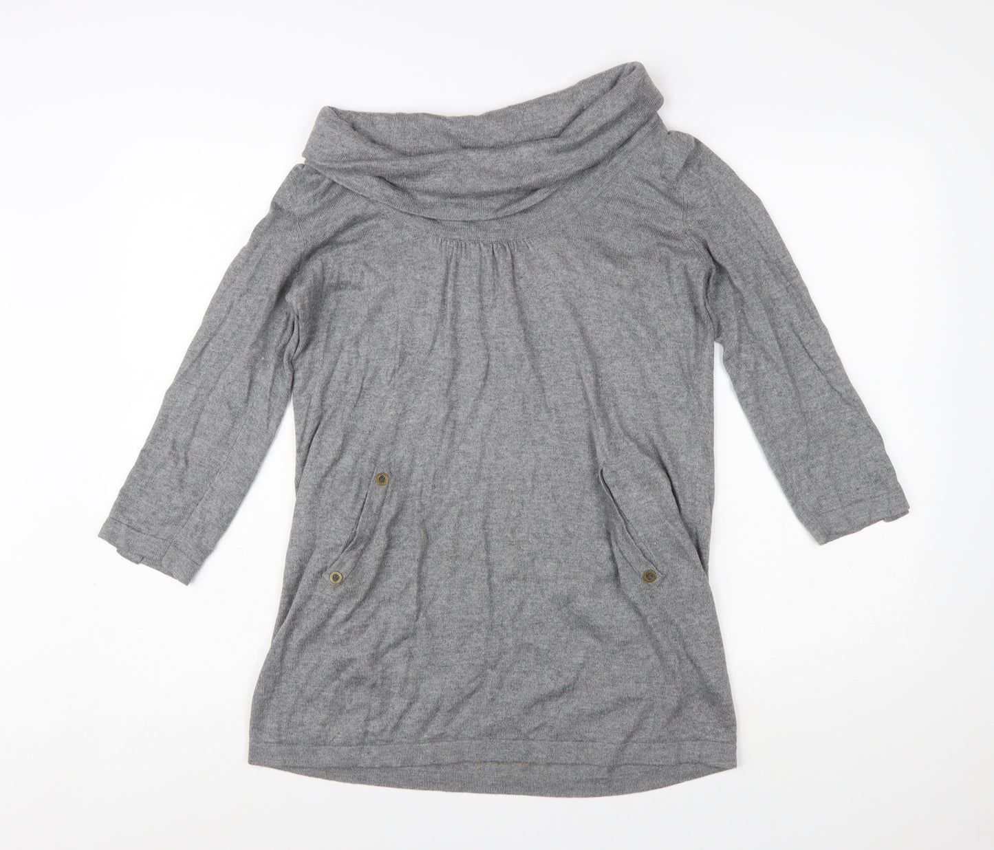 Wallis Women's Grey Cowl Neck Tunic Jumper Size 14