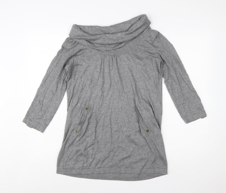 Wallis Women's Grey Cowl Neck Tunic Jumper Size 14