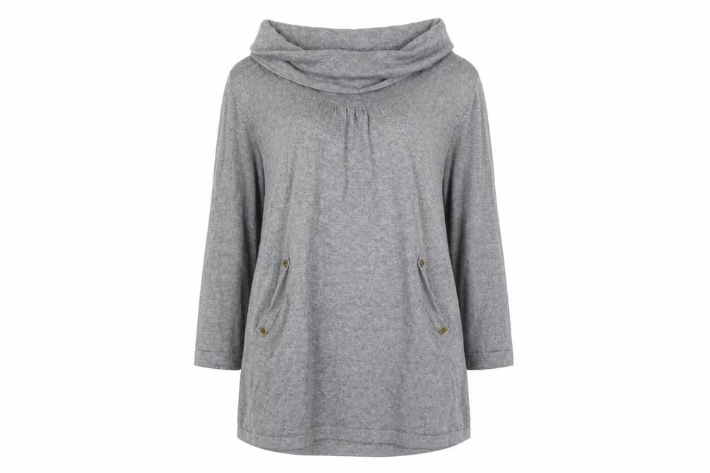 Wallis Women's Grey Cowl Neck Tunic Jumper Size 14