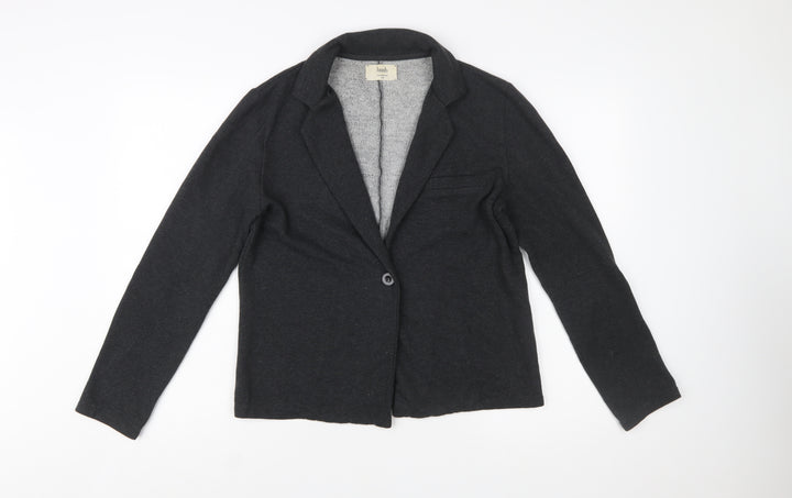 Hush Women Black Single-Breasted Blazer S/M Classic Wool Blend Jacket
