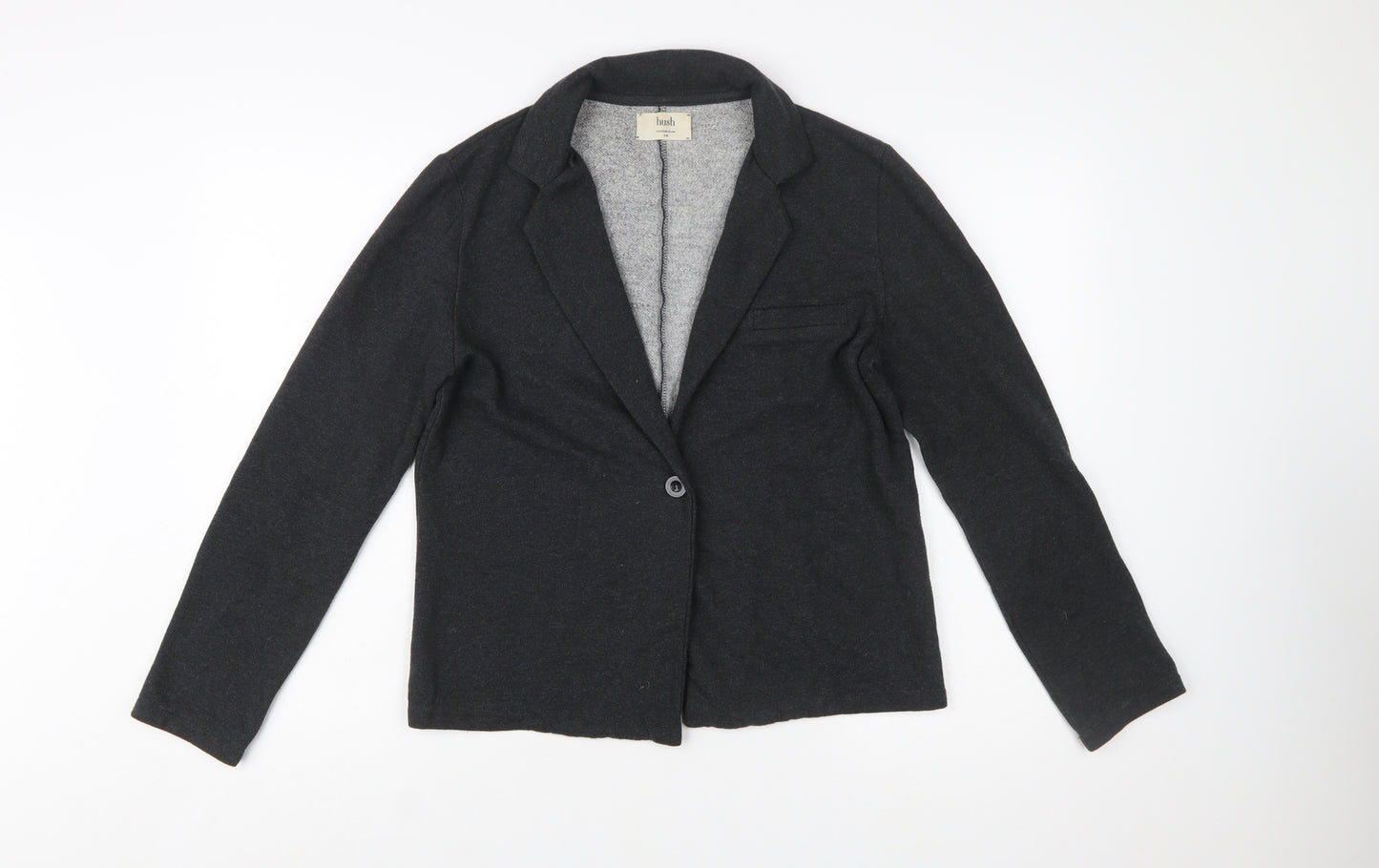 Hush Women Black Single-Breasted Blazer S/M Classic Wool Blend Jacket