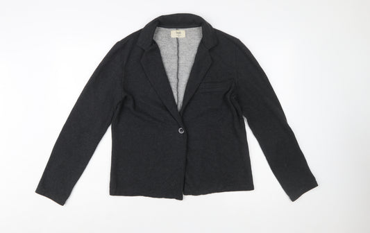Hush Women Black Single-Breasted Blazer S/M Classic Wool Blend Jacket