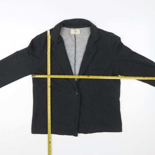 Hush Women Black Single-Breasted Blazer S/M Classic Wool Blend Jacket
