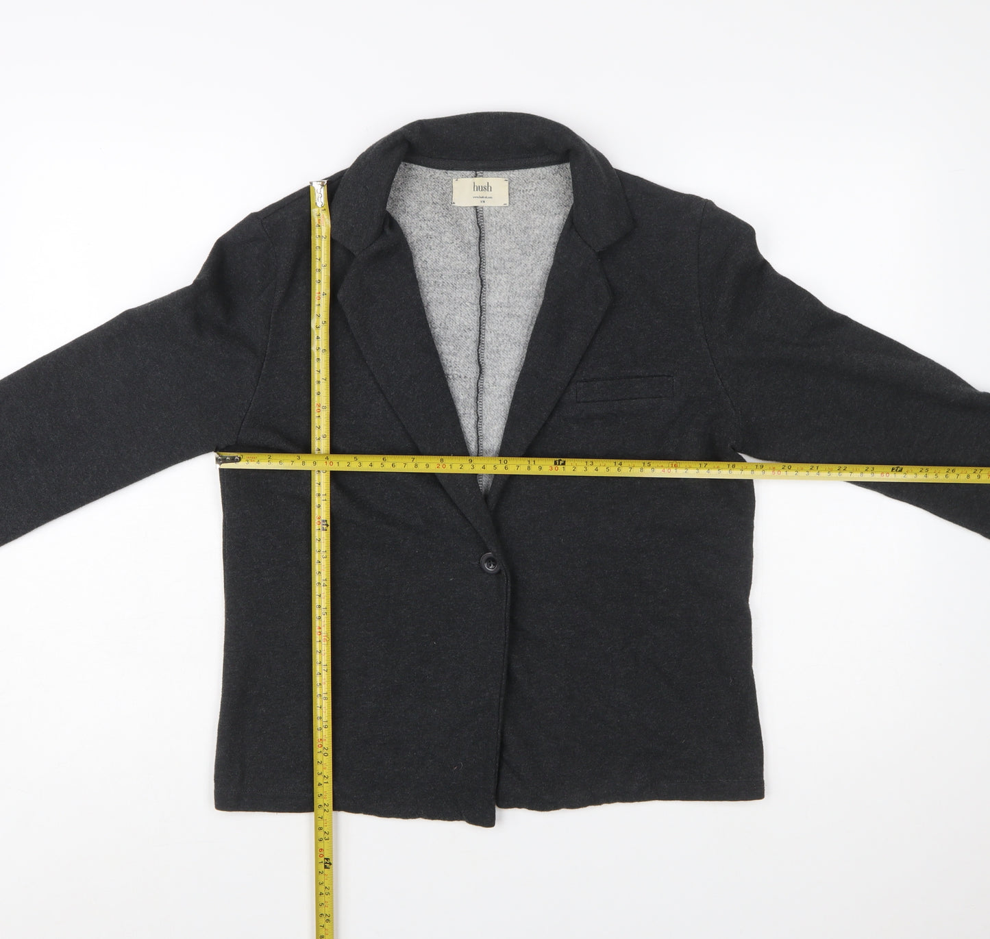 Hush Women Black Single-Breasted Blazer S/M Classic Wool Blend Jacket