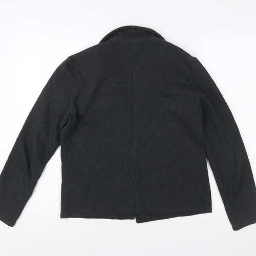 Hush Women Black Single-Breasted Blazer S/M Classic Wool Blend Jacket