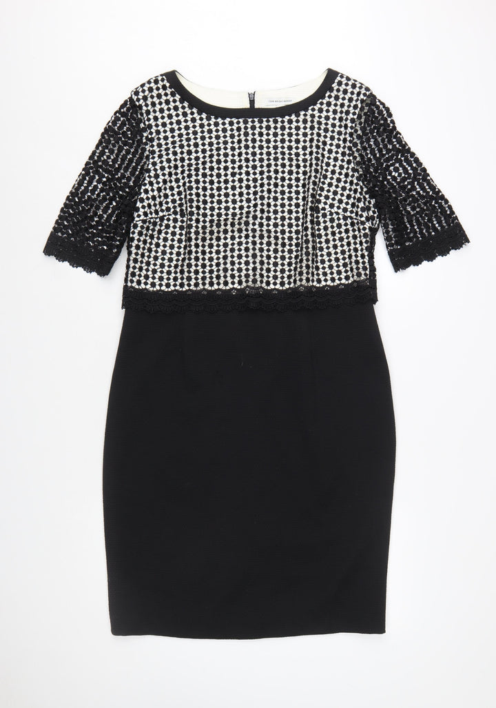 Fenn Wright Manson Women Black Size 14 Lace Knee Length Sheath Dress