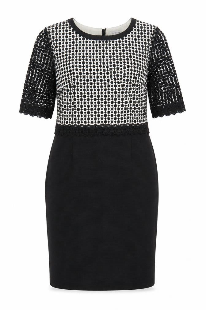 Fenn Wright Manson Women Black Size 14 Lace Knee Length Sheath Dress