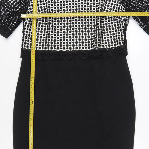 Fenn Wright Manson Women Black Size 14 Lace Knee Length Sheath Dress