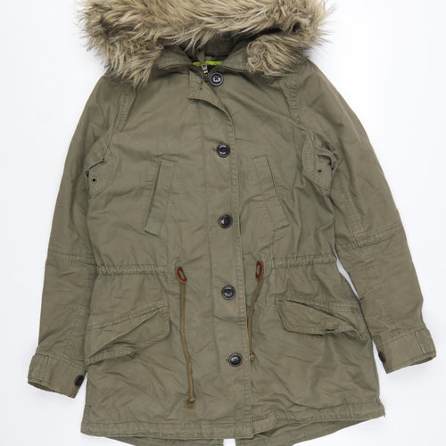 Gap Women's Green XS Hooded Fur Trim Parka Jacket