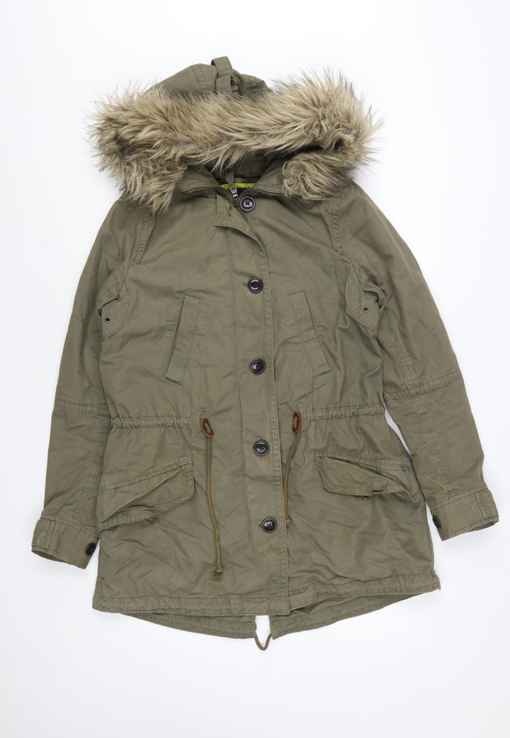 Gap Women's Green XS Hooded Fur Trim Parka Jacket