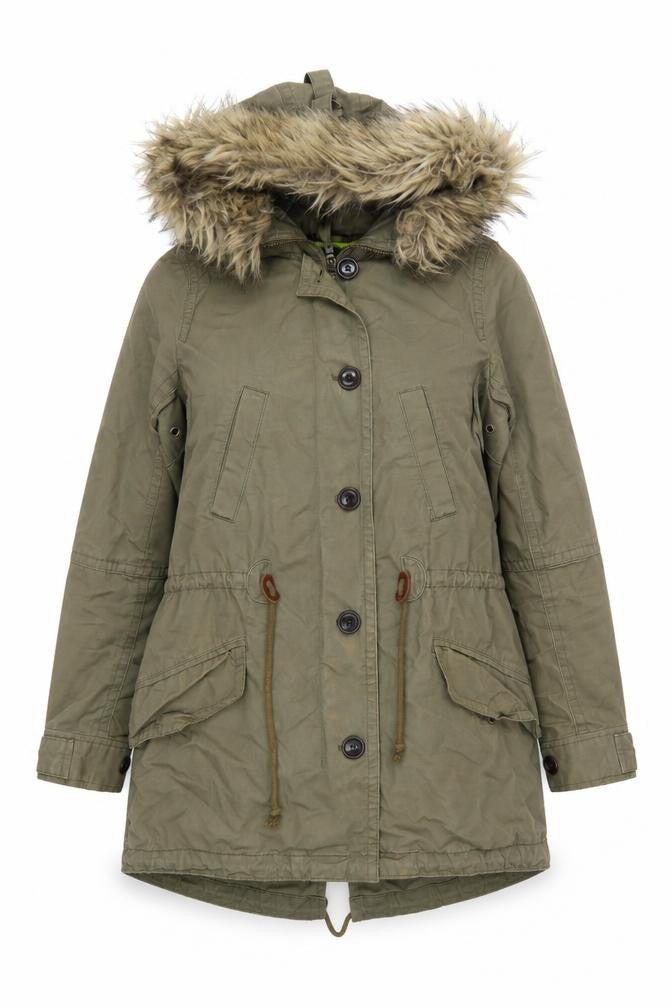 Gap Women's Green XS Hooded Fur Trim Parka Jacket