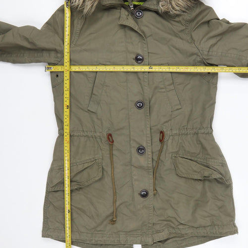 Gap Women's Green XS Hooded Fur Trim Parka Jacket