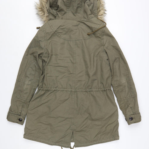 Gap Women's Green XS Hooded Fur Trim Parka Jacket