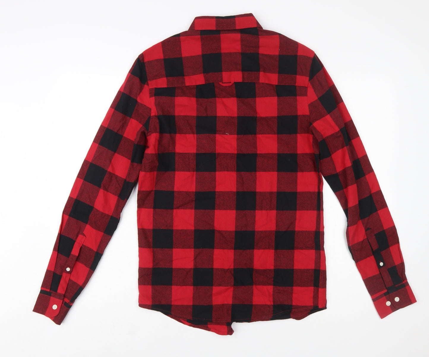 ASOS DESIGN Men's Red Check Button-Down Flannel Shirt XS
