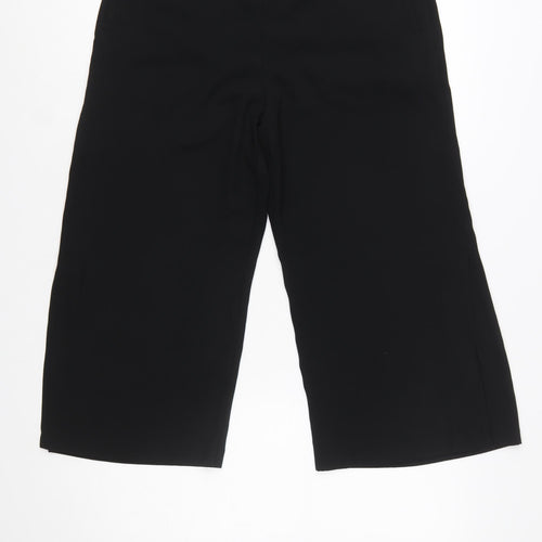 Oasis Women’s Black Cropped Wide-Leg Tailored Trousers Size 12