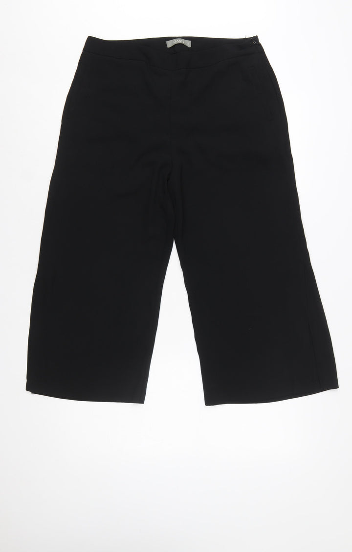 Oasis Women’s Black Cropped Wide-Leg Tailored Trousers Size 12