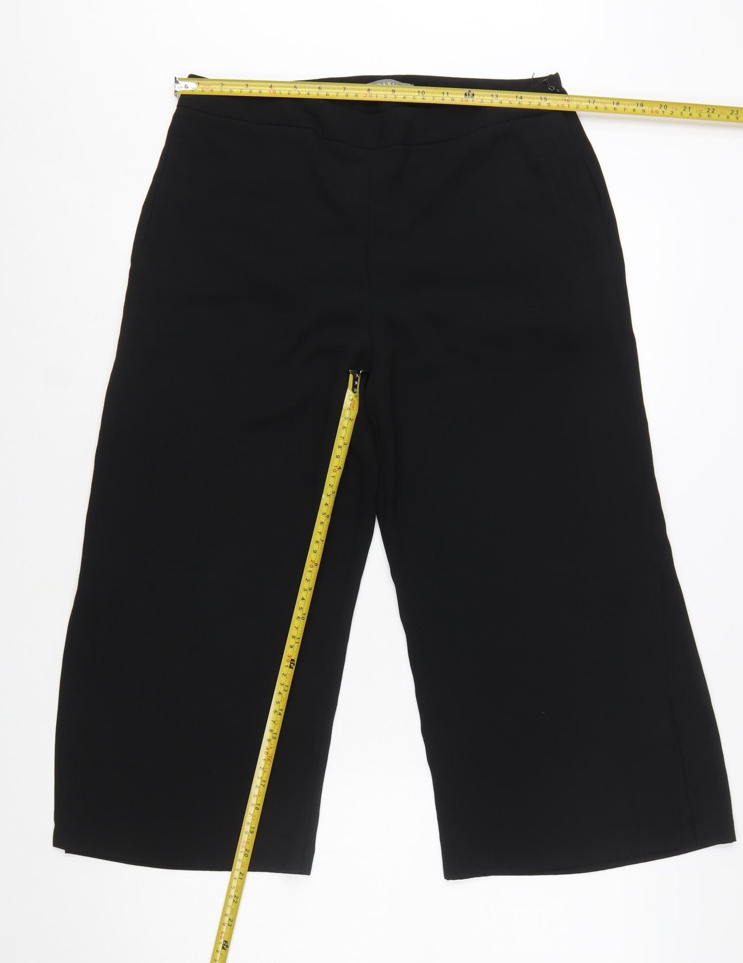 Oasis Women’s Black Cropped Wide-Leg Tailored Trousers Size 12