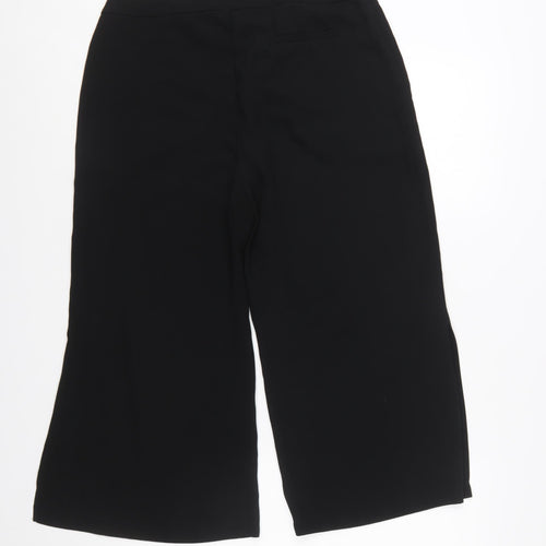 Oasis Women’s Black Cropped Wide-Leg Tailored Trousers Size 12
