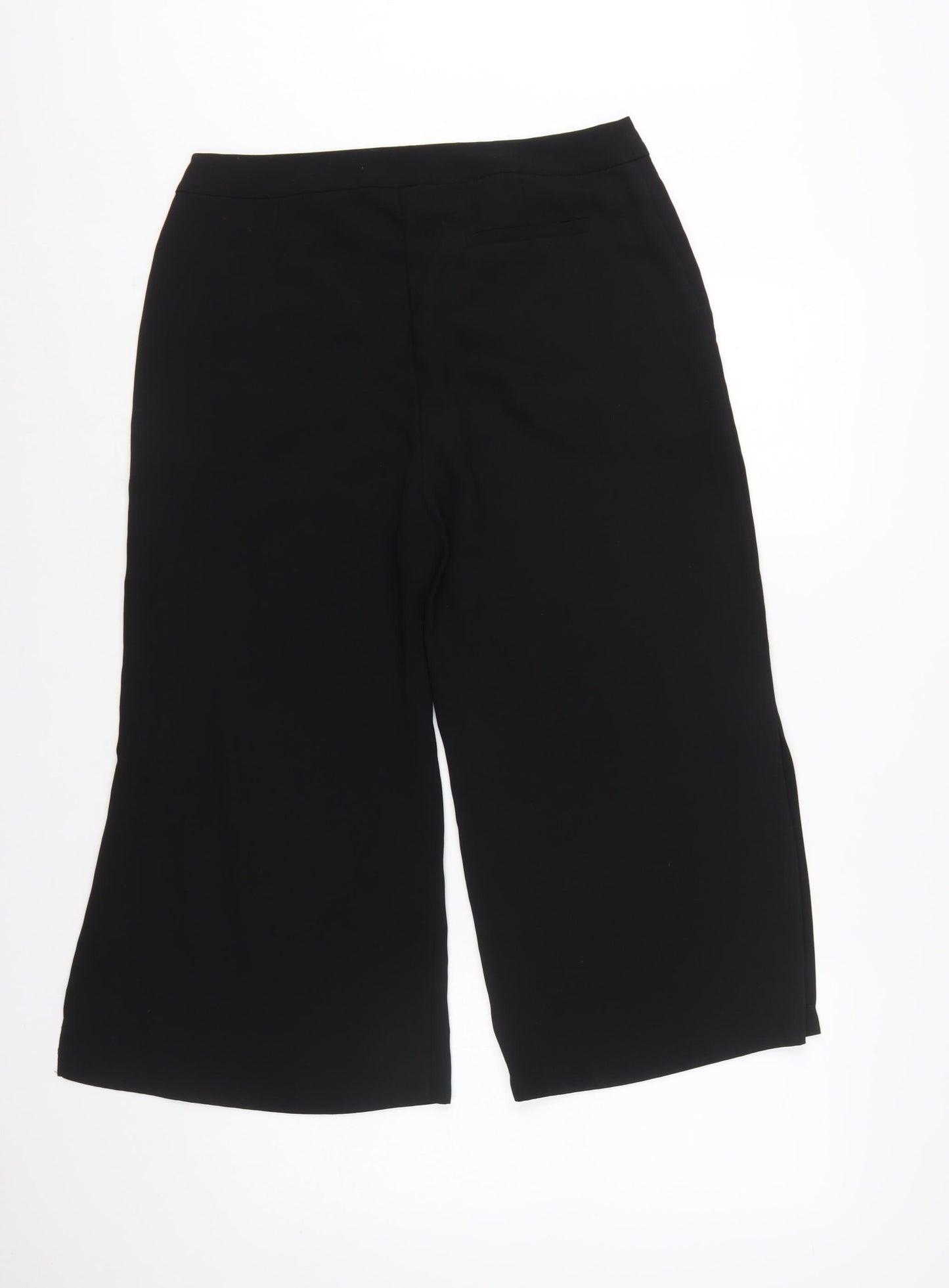 Oasis Women’s Black Cropped Wide-Leg Tailored Trousers Size 12
