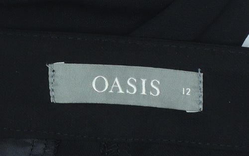 Oasis Women’s Black Cropped Wide-Leg Tailored Trousers Size 12