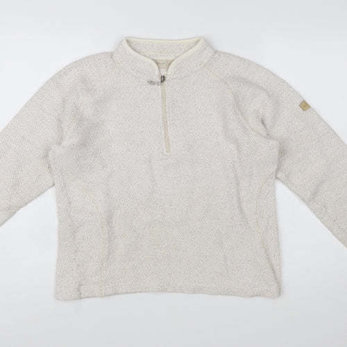 Weird Fish Women's Ivory 1/4 Zip Knit Sweatshirt Size L
