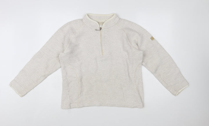 Weird Fish Women's Ivory 1/4 Zip Knit Sweatshirt Size L