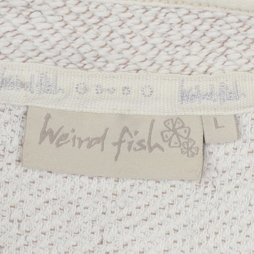 Weird Fish Women's Ivory 1/4 Zip Knit Sweatshirt Size L