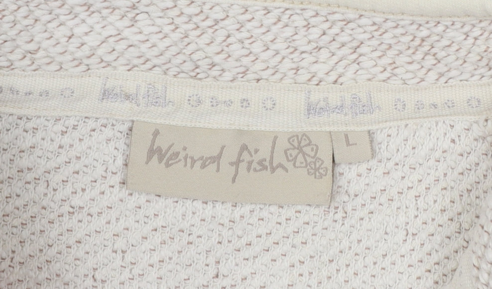 Weird Fish Women's Ivory 1/4 Zip Knit Sweatshirt Size L