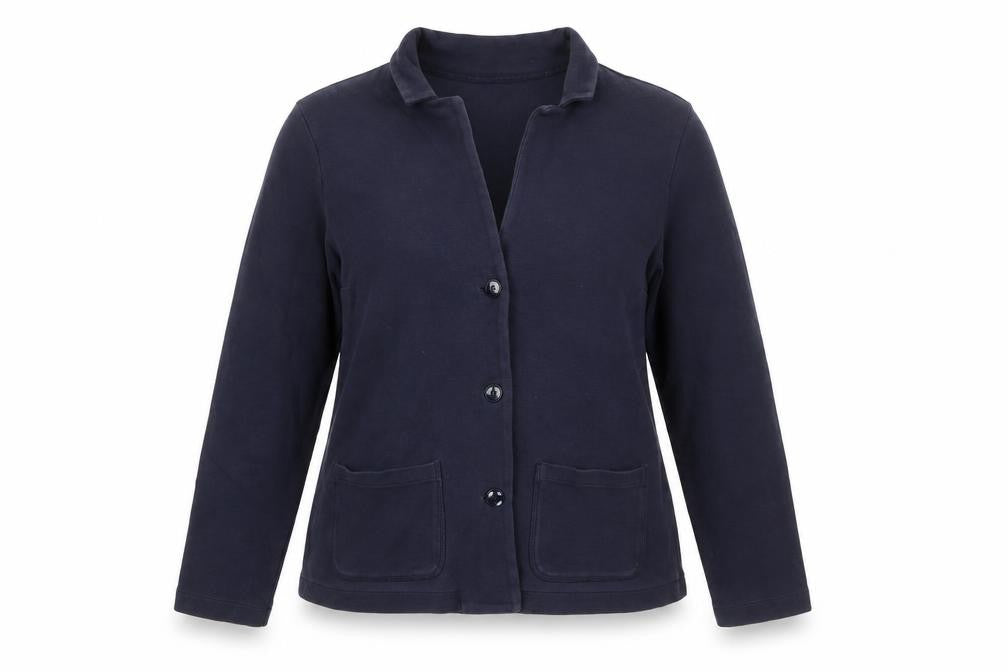 Front view of John Lewis Women Navy Blue, size 14, Classic Blazer Jacket