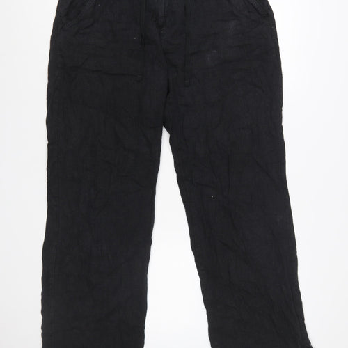 Next Women’s Black Linen Blend Straight Leg Trousers Size 14