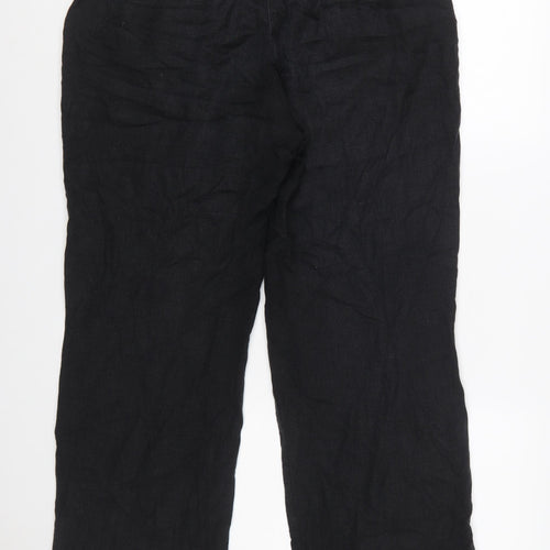 Next Women’s Black Linen Blend Straight Leg Trousers Size 14
