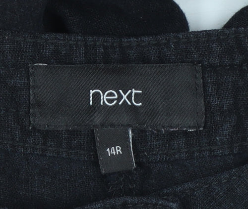 Next Women’s Black Linen Blend Straight Leg Trousers Size 14