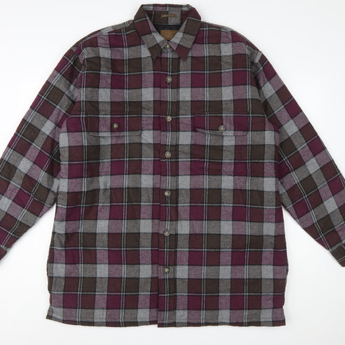 St. John's Bay Men's Brown Plaid Flannel Lined Shirt Size L